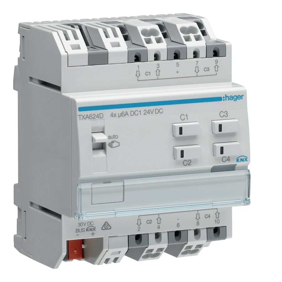 Hager KNX-actuator als voorbeeld van bedrade gebouwautomatisering